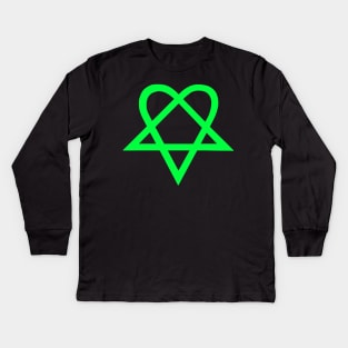 Bam Margera Heartagram HIM Lime Green Kids Long Sleeve T-Shirt